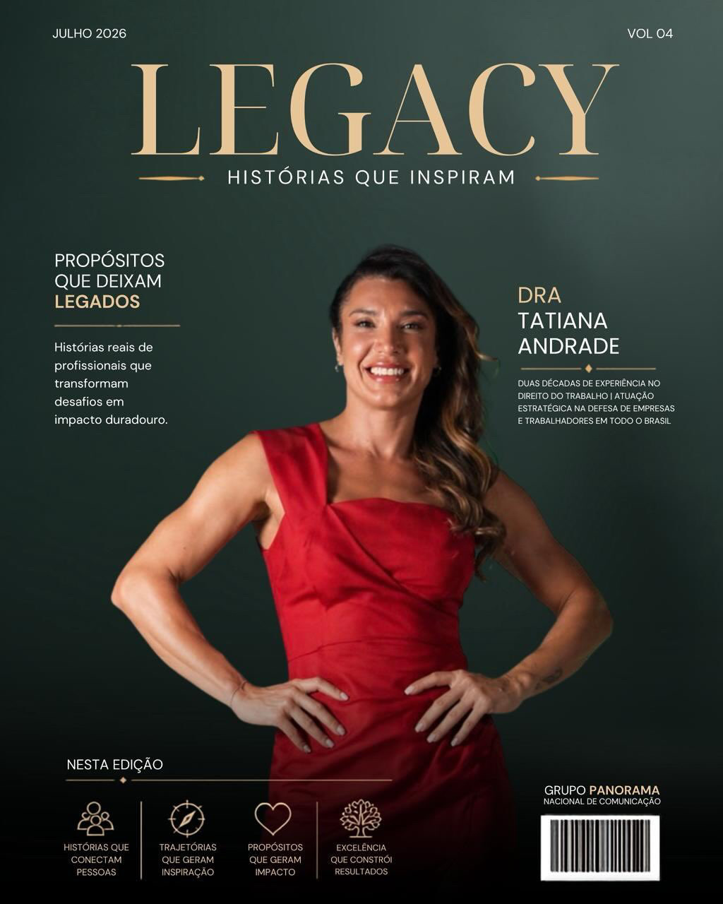 Capa da Revista Legacy, edição vol. 04 de 2026, com Dra. Tatiana Andrade